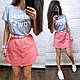 Стильний костюм на літо спідниця міні та футболка GIRL POWER, фото 4