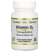 Витамины California Gold Nutrition Vitamin D3 125 mcg 5000 IU (90 капсул.)