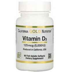 Вітаміни California Gold Nutrition Vitamin D3 125 mcg 5000 IU (90 капсул.)
