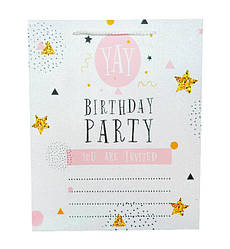 Подарунковий пакет "Party" 26*12*32 см, малюнок з блискітками, ламінований картон