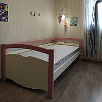 Односпальная кровать "Тахта" - Фирина бело-розовая, массив ольхи
