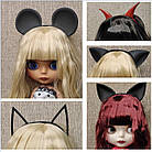 Вушка на обручі для ляльки Блайз вушка лисички чорні, фото 3