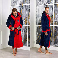 Шикарний чоловічий махровий халат мод 802 (р. 48-56) з червоним