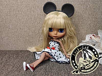 Кукла Блайз Blythe смуглая, белый цвет волос +10 пар кистей, одежда, обувь, ушки, подставка