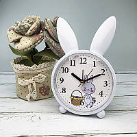 Детские настольные часы-будильник Милый кролик. Серо-голубой
