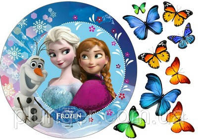 Вафельна картинка для капкейків, мафінів "Холодне серце", (лист А4, товщина 0.3 мм) 7, фото 1