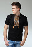 Чорна чоловіча вишита футболка у сучасному стилі «Отаманська (золота вишивка)», фото 2
