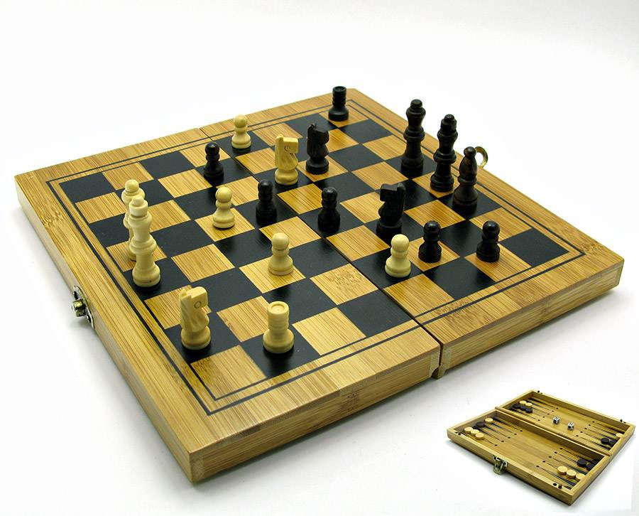 Нарды шахматы шашки бамбук 24х24см (18477) - фото 1 - id-p179924904