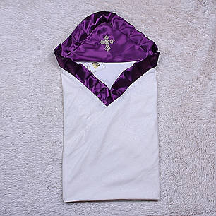 Крижма для хрещення 90х90 з фіолетовим куточком Венена, фото 2