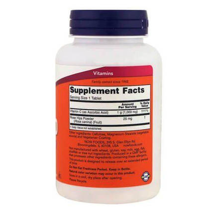Вітамін C для зміцнення імунітету NOW Foods C-1000 100 Tabs, фото 2