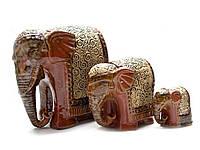 Статуетки Слони керамічні набір 3шт 19,5х18,5х11см 12х12х8см 7х7,5х4,5см (26055)