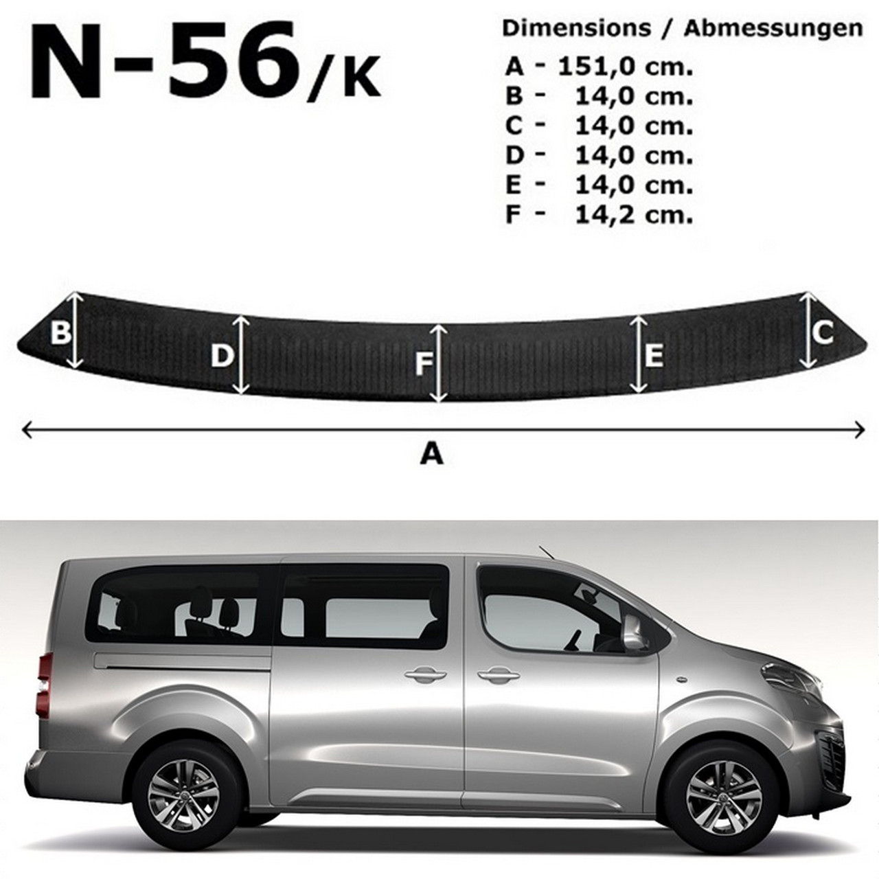 Захисна накладка на задній бампер для Peugeot Traveller L3 5.3 m (з 1 задніми дверима) 2016+