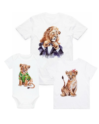 Футболки Фемілі Лук Family Look для всієї родини "Лев та левенята" Push IT, фото 1