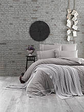 Комплект постільної білизни First choice 200 x 220 +в'язаний плед nirvana vita kahve (315)