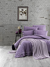 Комплект постільної білизни First choice 200 x 220 +в'язаний плед nirvana vita murdum (316)