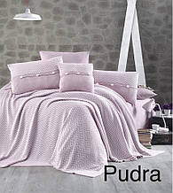Комплект постільної білизни First choice 200 x 220 +в'язане покривало nirvana excellent pudra (324)