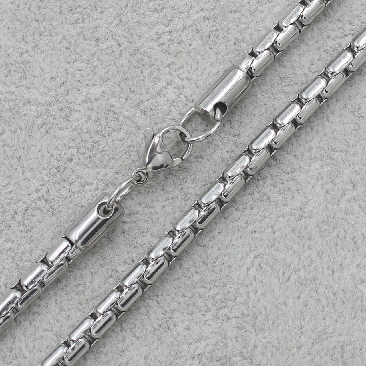 Ланцюг чоловічий сріблястий декоративне плетіння від Stainless Steel із медичної сталі довжина 60 см ширина 3 мм