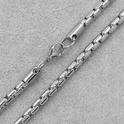Ланцюг чоловічий сріблястий декоративне плетіння від Stainless Steel із медичної сталі довжина 60 см ширина 3 мм, фото 1