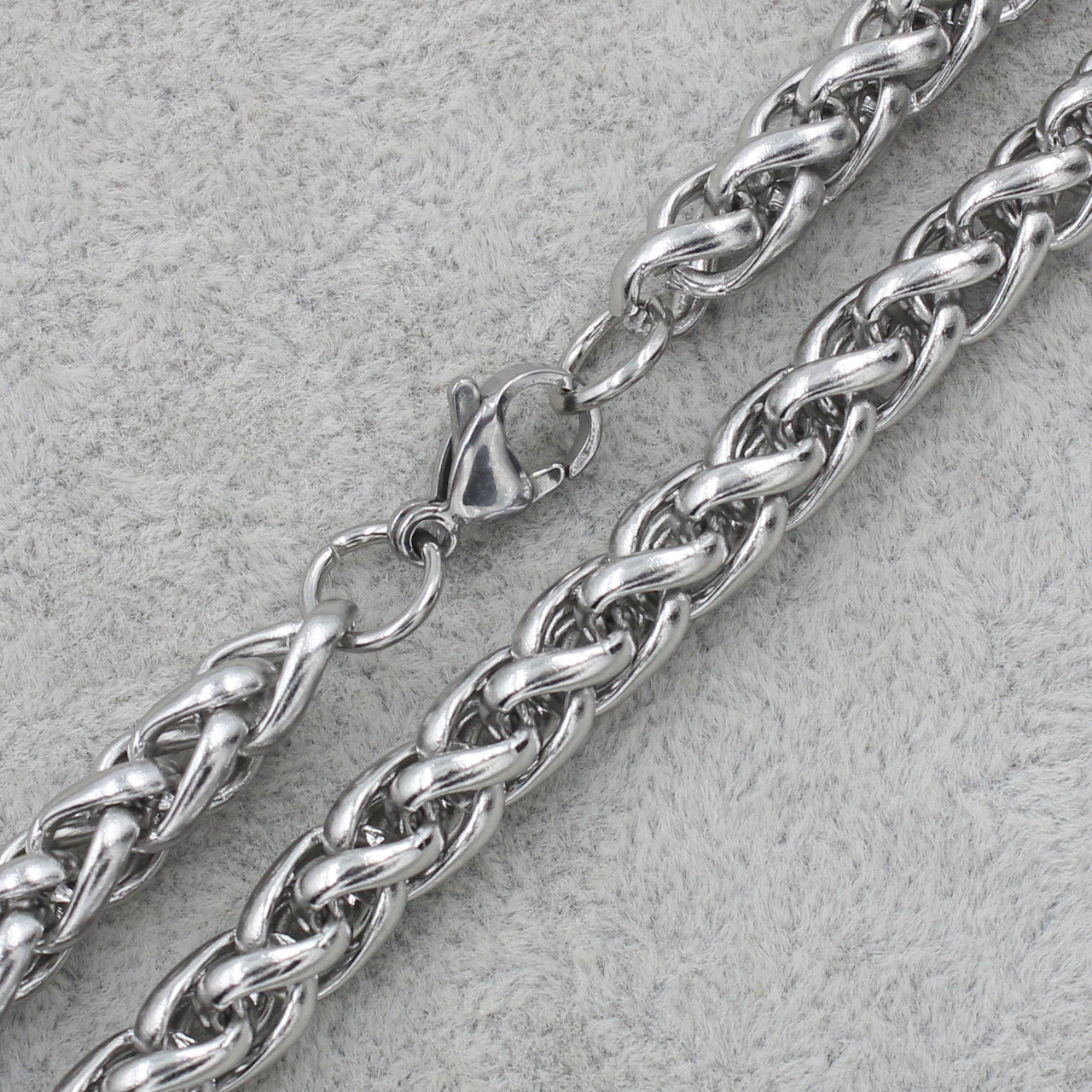 Ланцюг чоловічий сріблястий плетіння колосок 316L від Stainless Steel із медичної сталі довжина 60 см ширина 6 мм