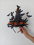 Шляпка відьми на обручі до Хеловіну (Хеллоуїну) з кажанами, фото 2