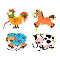 Дерев'яна шнурівка Viga Toys Фермерські звірята (51325)