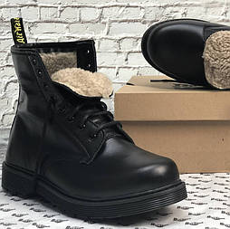 Зимові чоловічі черевики Dr.Martens мартінс чорні на хутрі теплі 41-45р. Живе фото. топ