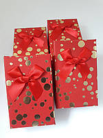 Коробочки подарочные для набора "Золотой Горох" Красный 5х8х2,5см.