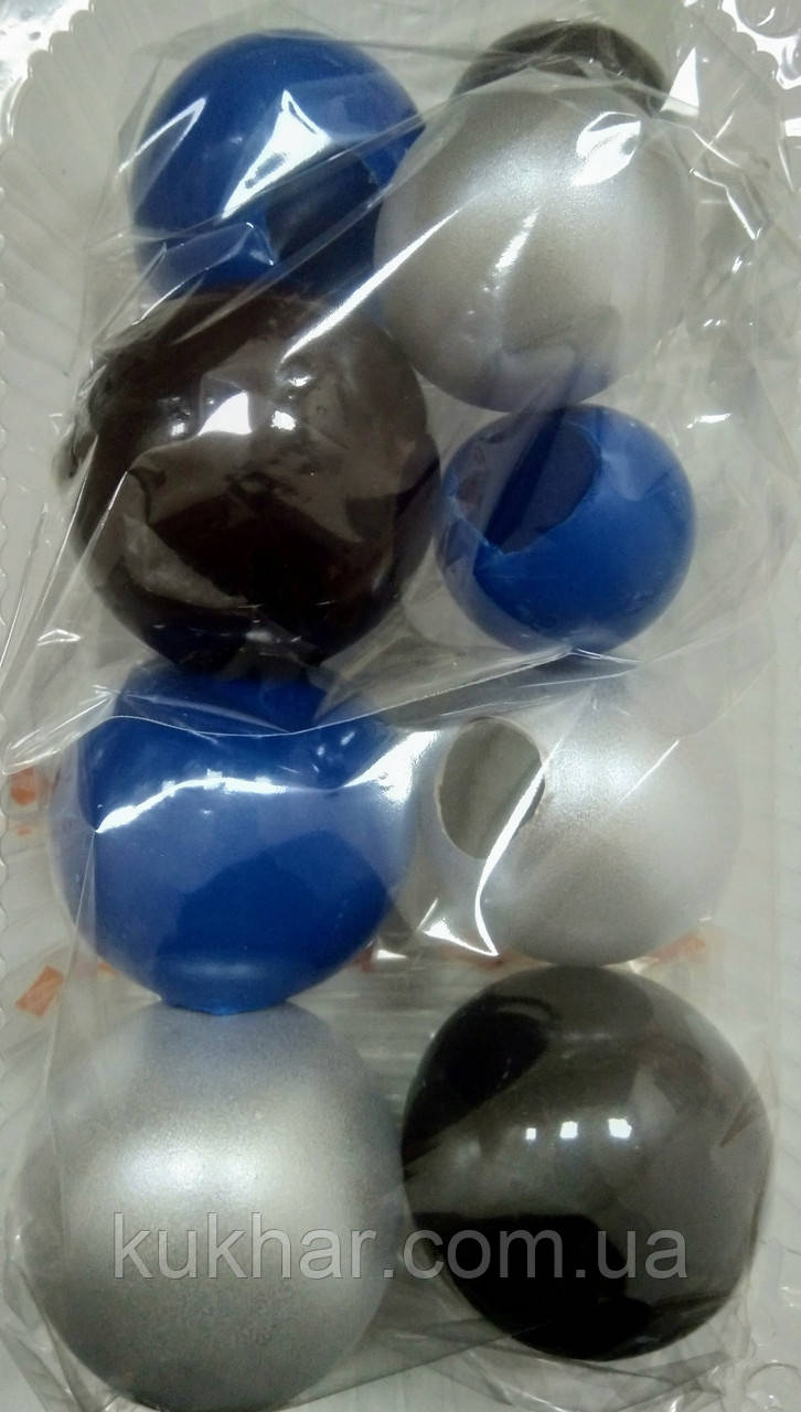 Желатинові кульки для прикрашання торту Синьо/Срібні/Чорні (9шт), фото 1