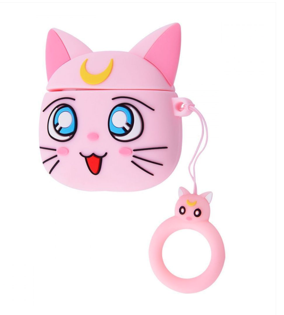 Чохол для навушників AirPods 1/2 Sailor Moon Cat рожевий, фото 1