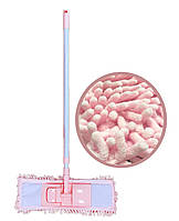Швабра с телескопической ручкой и насадкой 90-130 см Розовая