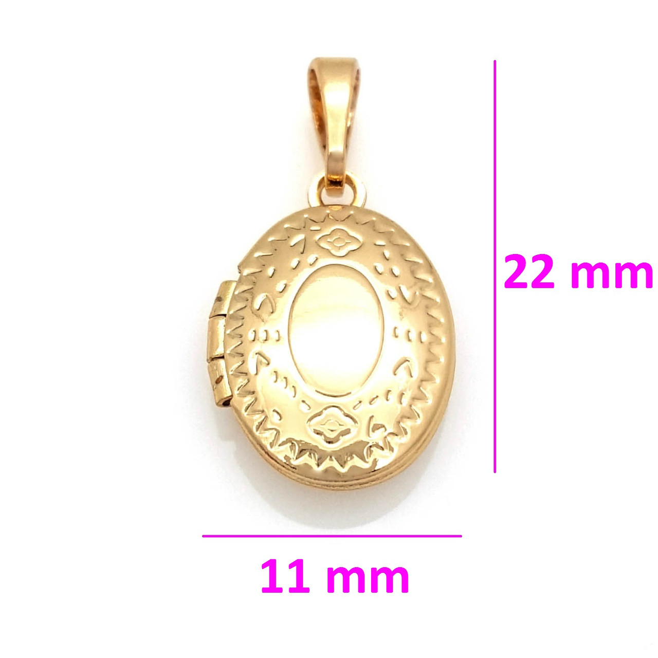 Кулон позолочений, Овальний Медальйон з різьбленням, без каменів