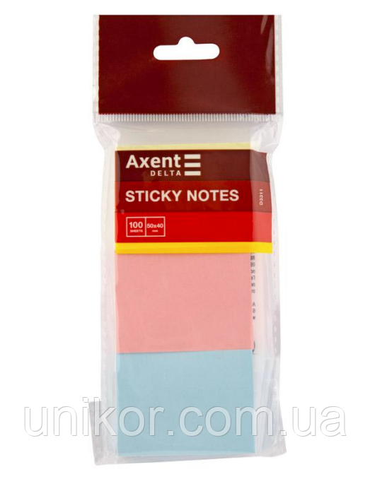 Блок post-it 40*50 мм, 100 аркушів, 3 шт./уп. mix. Delta by Axent