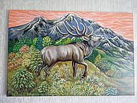 Картина Олень в горах Ручная работа