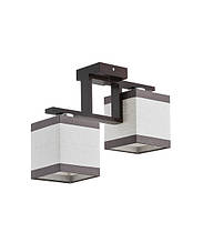Люстра пристельова з дерева TK LIGHTING, 2 плафони тканина сіра венге