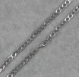 Цепь мужская серебристая панцирная средняя от Stainless Steel из медицинской стали длина 60 см ширина 6 мм