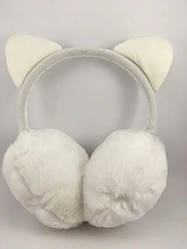 Хутряні навушники Котик із вушками Білі
