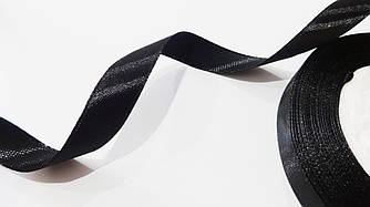 Стрічка атласна 1.2 см чорна