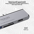 USB-C хаб 6-в-1 Promate SurfaceHub-7 HDMI/2xUSB 3.1/USB-C 3.1/SD/MicroSD Grey (surfacehub-7.grey), фото 3