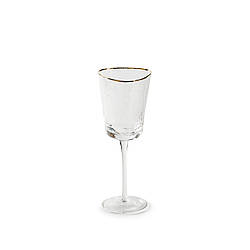 Келих для вина REMY-DECOR скляний Ice Evans 300 мл прозорого кольору із золотим кантом дизайнерський фужер