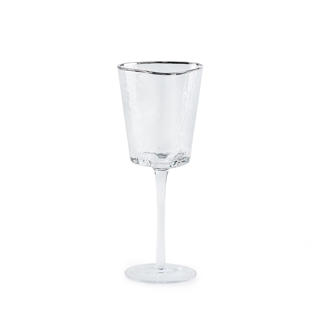 Келих для вина REMY-DECOR скляний Ice Evans 300мл прозорого кольору із сріблястим кантом дизайнерський фужер