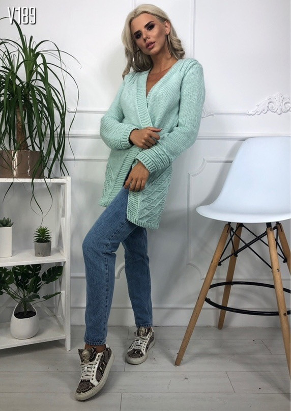 Кардиган жіночий теплий в'язаний з оригінальним візерунком різні кольори Pv253