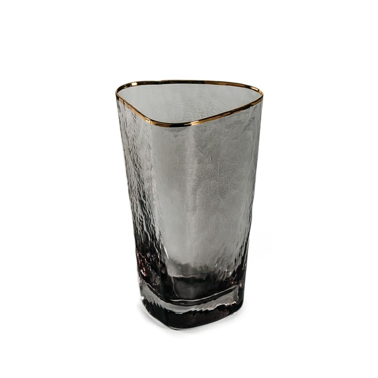 Стакан высокий для воды REMY-DECOR стеклянный Ice Evans 500мл дымчатый с золотым кантом для коктейлей сока