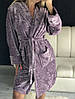 Жіночий теплий халат із капюшоном у квітку, фото 8