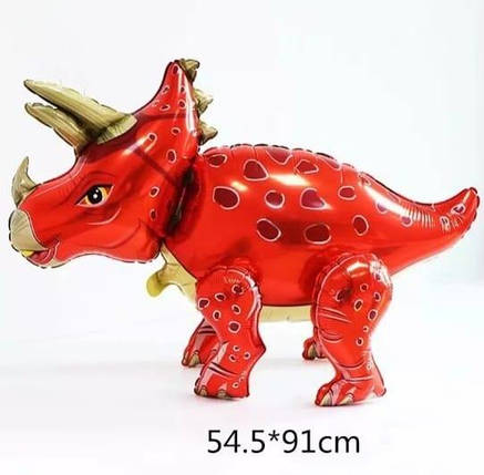 Фольгована Куля Дінозавр Трицератопс 55х91см (35") | Червоний, фото 1