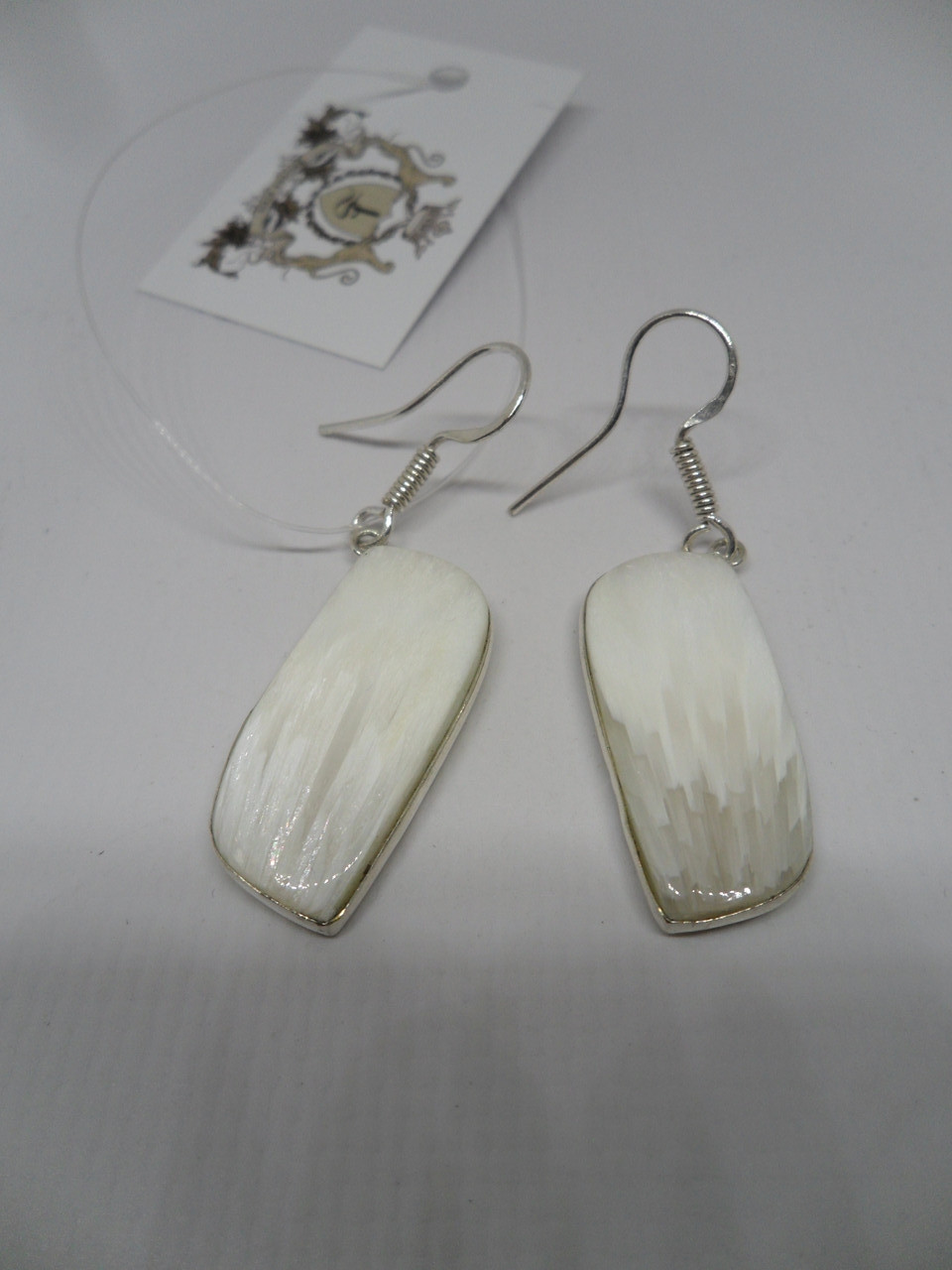 Сколецит сережки з натуральним рідкісним сколецитом в сріблі Індія, фото 1