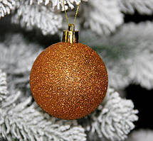 Куля новорічна коричнева мікс D 8 см (80мм)