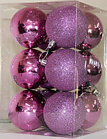 Куля новорічна фіолетова мікс D 6см (60мм)