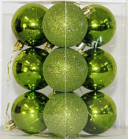 Куля новорічна зелена мікс D 3 см (30мм)