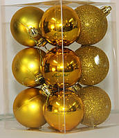 Куля новорічна золотиста мікс D 6 см (60мм)