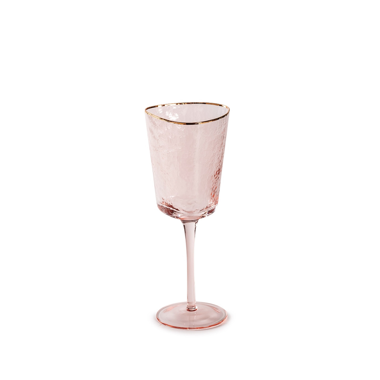 Келих для вина REMY-DECOR скляний Ice Evans 300 мл коралового кольору із золотим кантом дизайнерський фужер, фото 1